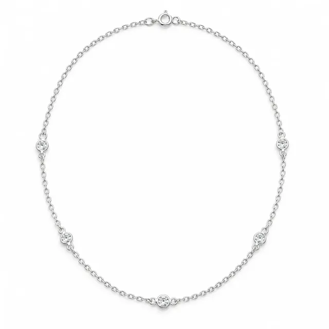 Colar solitário com zircônias em Prata 925
