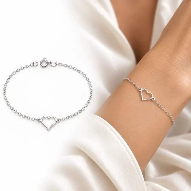 Pulseira mini coração em Prata 925