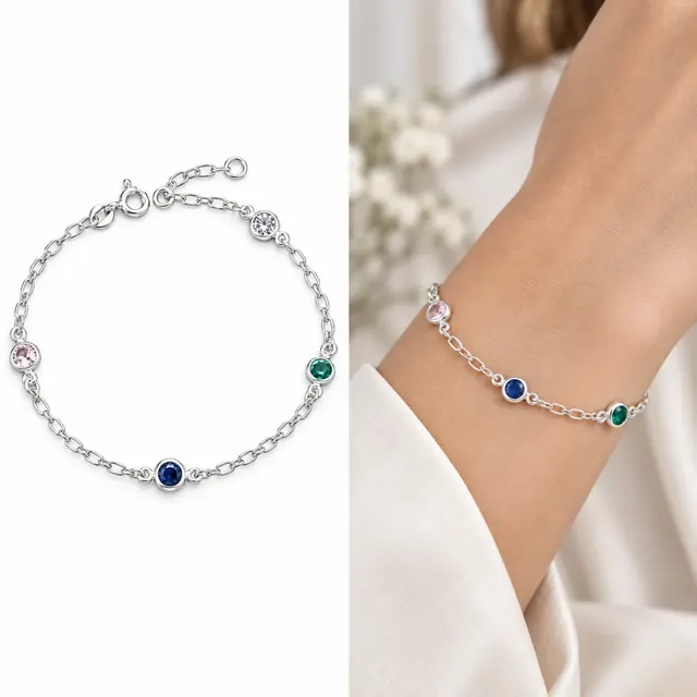 Pulseira delicada colorida em Prata 925
