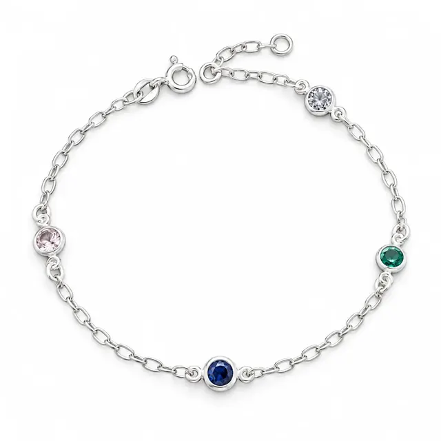 Pulseira delicada colorida em Prata 925