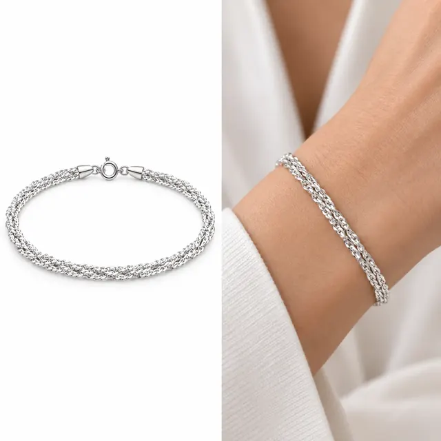 Pulseira fina de 3 fios em Prata 925