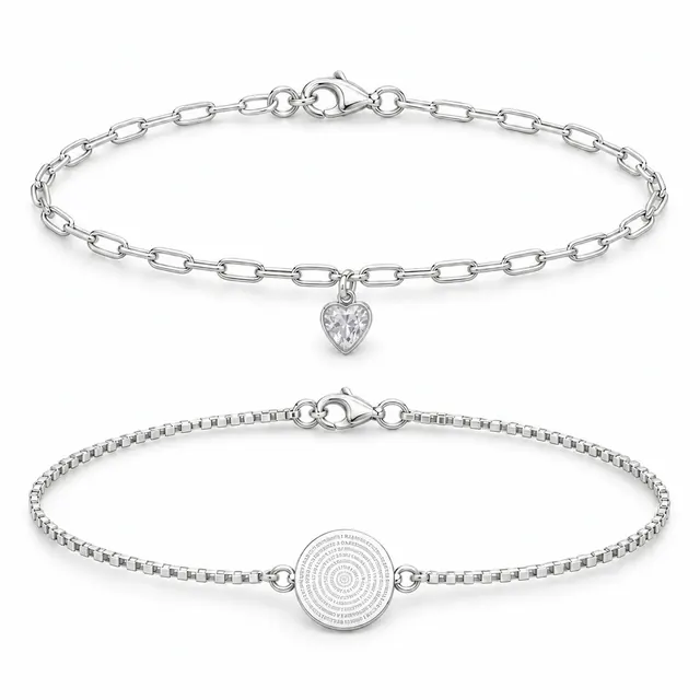 Kit 2 pulseiras Pai Nosso em Prata 925