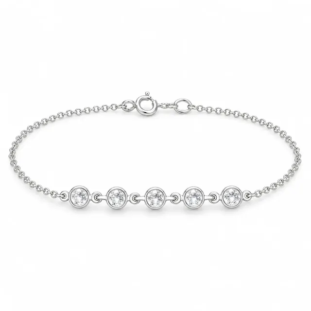 Pulseira 5 zircônias coloridas em Prata 925